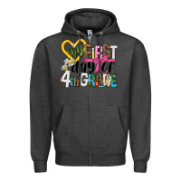 Charcoal Heather my first day of 4th grade Zipper Hoodie - NancyCooperArtShop