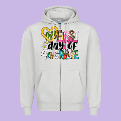 My First Day Of 4th Grade Zipper Hoodie Designed By Nancycooperartshop