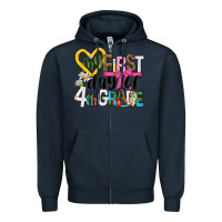 Navy my first day of 4th grade Zipper Hoodie - NancyCooperArtShop
