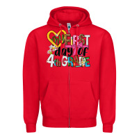 Red my first day of 4th grade Zipper Hoodie - NancyCooperArtShop