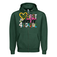 Sports Green my first day of 4th grade Zipper Hoodie - NancyCooperArtShop