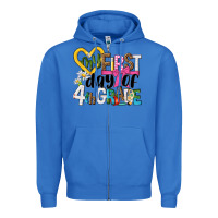 True Royal my first day of 4th grade Zipper Hoodie - NancyCooperArtShop