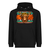 Black highland cow western background Heavyweight Hoodie - Jasminsmagicworld