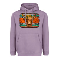 Lavender highland cow western background Heavyweight Hoodie - Jasminsmagicworld
