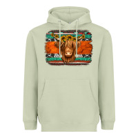 Matcha highland cow western background Heavyweight Hoodie - Jasminsmagicworld