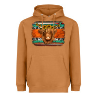 Meerkat highland cow western background Heavyweight Hoodie - Jasminsmagicworld