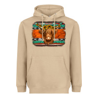 Mushroom highland cow western background Heavyweight Hoodie - Jasminsmagicworld