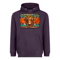 Plum highland cow western background Heavyweight Hoodie - Jasminsmagicworld