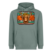 Sage highland cow western background Heavyweight Hoodie - Jasminsmagicworld