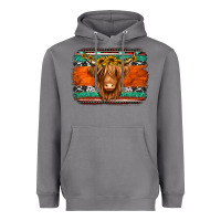 Storm highland cow western background Heavyweight Hoodie - Jasminsmagicworld