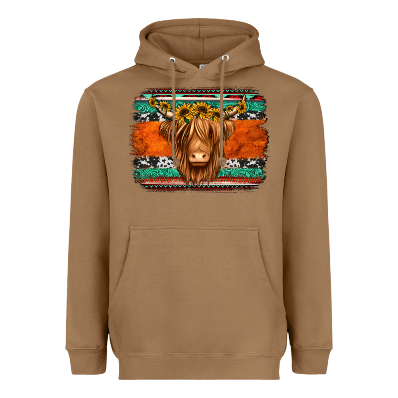 Highland Cow Western Background Heavyweight Hoodie by Jasminsmagicworld | Teevron