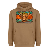 Toasted Coconut highland cow western background Heavyweight Hoodie - Jasminsmagicworld