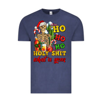 Vintage Denim Christmas ho ho ho holy shit what a year skeleton Vintage Tee - AdoDesignShop