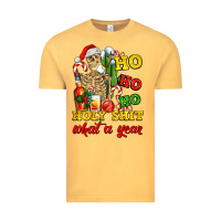 Vintage Mustard Christmas ho ho ho holy shit what a year skeleton Vintage Tee - AdoDesignShop