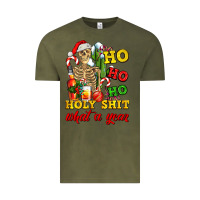 Vintage Olive Christmas ho ho ho holy shit what a year skeleton Vintage Tee - AdoDesignShop