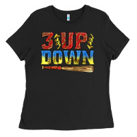 Black 3 up 3 down softball Ladies Tee - texasbilliewilder