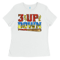White 3 up 3 down softball Ladies Tee - texasbilliewilder