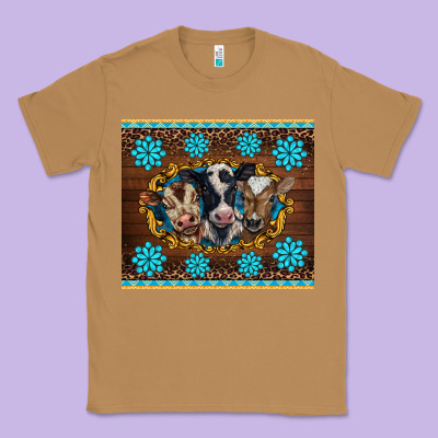 Western Baby Cow Turquoise Gemstones  Leopards Classic Tee Designed By Barkaloodesign