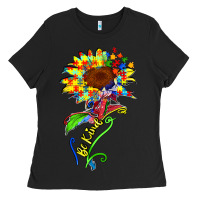 Black be kind autism sunflower Ladies Tee - Zillion Design Studio