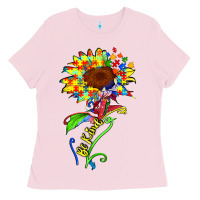 Bubblegum Pink be kind autism sunflower Ladies Tee - Zillion Design Studio