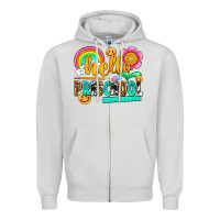 Dove Grey hello preschool Zipper Hoodie - NancyCooperArtShop
