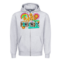 Heather Grey hello preschool Zipper Hoodie - NancyCooperArtShop