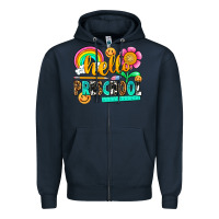 Navy hello preschool Zipper Hoodie - NancyCooperArtShop