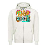 Oatmeal Heather hello preschool Zipper Hoodie - NancyCooperArtShop