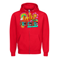 Red hello preschool Zipper Hoodie - NancyCooperArtShop