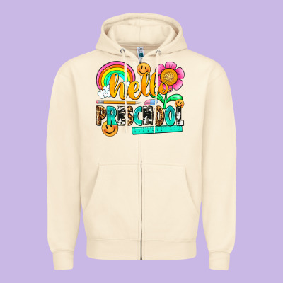 Hello Preschool Zipper Hoodie Designed By Nancycooperartshop