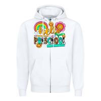 White hello preschool Zipper Hoodie - NancyCooperArtShop