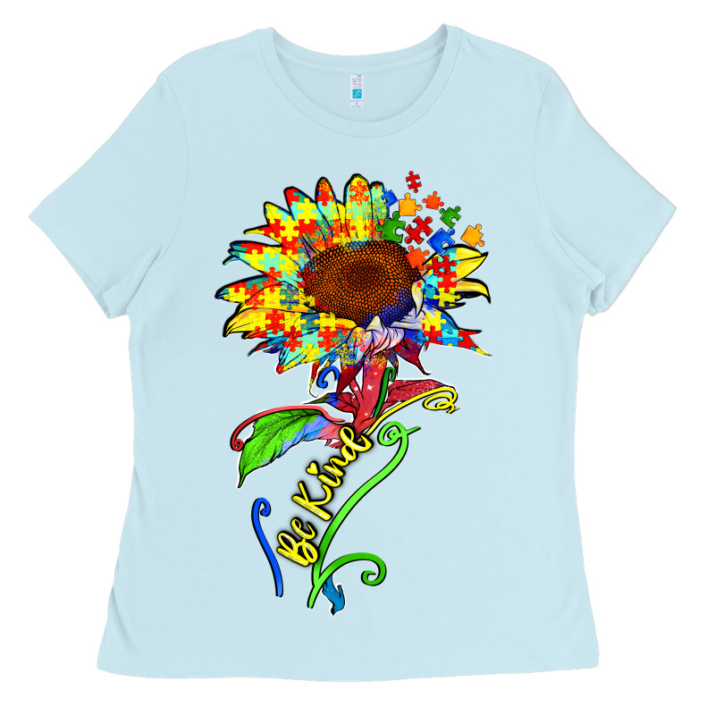 Be Kind Autism Sunflower Ladies Tee by Zillion Design Studio | Teevron