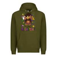 Army Green mardi gras school secretary afro messy bun Premium Hoodie - texasbilliewilder