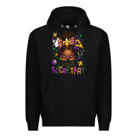 Black mardi gras school secretary afro messy bun Premium Hoodie - texasbilliewilder
