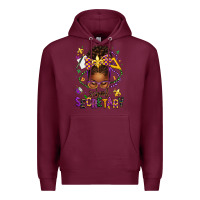 Burgundy mardi gras school secretary afro messy bun Premium Hoodie - texasbilliewilder