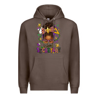 Coffee mardi gras school secretary afro messy bun Premium Hoodie - texasbilliewilder