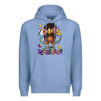Colony Blue mardi gras school secretary afro messy bun Premium Hoodie - texasbilliewilder