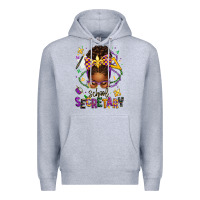 Heather Grey mardi gras school secretary afro messy bun Premium Hoodie - texasbilliewilder