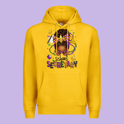 Mardi Gras School Secretary Afro Messy Bun Premium Hoodie Designed By Texasbilliewilder