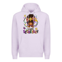 Lilac mardi gras school secretary afro messy bun Premium Hoodie - texasbilliewilder