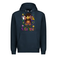 Navy mardi gras school secretary afro messy bun Premium Hoodie - texasbilliewilder