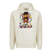 Oatmeal Heather mardi gras school secretary afro messy bun Premium Hoodie - texasbilliewilder