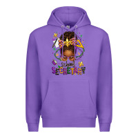 Purple mardi gras school secretary afro messy bun Premium Hoodie - texasbilliewilder