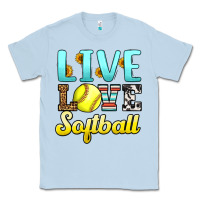 Dusty Blue live love softball Classic Tee - LillyAllenDesigns