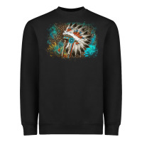 Black indian headress sunflower leopard Heavyweight Sweatshirt - AdoDesignShop