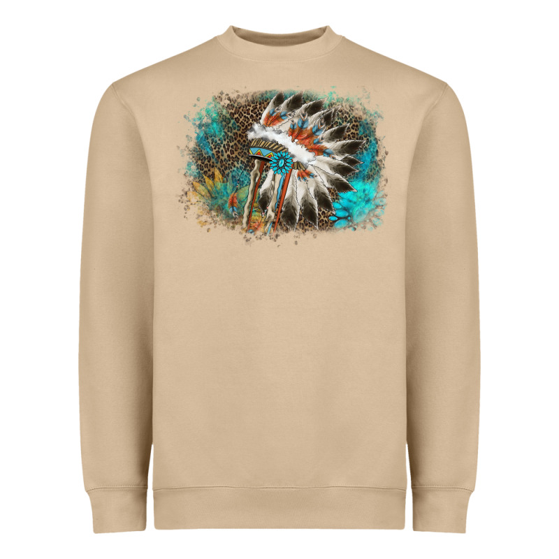 Indian Headress Sunflower Leopard Heavyweight Sweatshirt by AdoDesignShop | Teevron