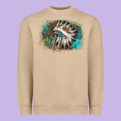 Indian Headress Sunflower Leopard Heavyweight Sweatshirt Designed By Adodesignshop