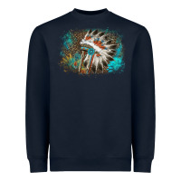 Navy indian headress sunflower leopard Heavyweight Sweatshirt - AdoDesignShop