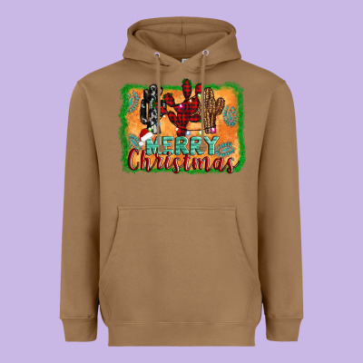 Merry Christmas Cactus Heavyweight Hoodie Designed By Jasminsmagicworld