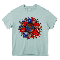 Arona American flag leopard sunflower Heavy Core Tee - Zillion Design Studio
